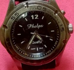 Relógio - Marca  PHELPS !!!! Quartz , pulseira de borracha preta  !!!  !! Com cronometro !! Precisa revisao ou conserto !! Caixa com giro de numeracao  !!