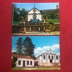 2 postais - Cidade de Tiradentes - Minas Gerais - chafariz São José + Igreja Nossa Senhora das Mercês !!! Década de 1970 !!!