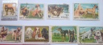 Filatelia - 8 Selos estrangeiros todos com tipos de cães diferentes !!