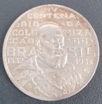 Moeda - Brasil - valor de 2000 Reis de prata comemorativa  !! serie Vicentina !! com patina de época !! perfeito estado !!