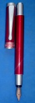  Caneta - Coleção Agostini !! Pena tinteiro !! Iridiun/ Germany !! Corpo e tampa  vermelha !!com detalhes em aço escovado e desenho arabesco no anel  !! Acervo de colecionador !! Com bomba de tinta  !!   !! 