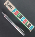 Caneta - Modelo 4 cores !! marca NOBLE peça antiga !! corpo de metal cromado !! cargas vazias !! mas pode trocar !! acionamento funcionando !! acervo de colecionador !!