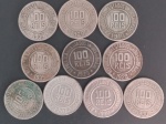 Moeda - Brasil !!! 9 moedas do valor de 100 Reis !! todas datas diferentes !! ano de 1923- 1927- 1928- 1929 - 1930 - 1931 - 1932 - 1934 - 1935 !! acervo de colecionador !! complete sua coleção !!