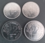 Moeda - Brasil !! 4 moedas todas Fao !! 2 peças de 1 centavo anos de 1975 e 1976 !! e 2 peças de  2 centavos anos de 1975 e 1976 !!