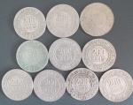 10 Moedas = Brasil !! valor de 200 Reis !! todas de datas diferentes !! anos de 1919, 1920 , 1921 , 1923, 1924 , 1925, 1929, 1930 , 1931 e 1932 !! acervo de colecionador !! mais da metade da  coleção completa !! complete sua coleção !!