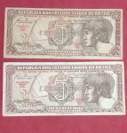 2 Cedulas - Brasil - valor de 5 cruzeiros tipo Indio !! Serie  073 e 018 !!  !! Muito colecionaveis ... Completa sua coleção  !! 
