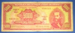Cedula / Brasil- valor de 5000 cruzeiros !! Tiradentes Vermelho !!! Serie 689A !! MBc !!   valor estimado de mercado = 30,00 !!!
