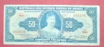 Cedula ;Brasil - 50 cruzeiros azul !! MBC !!  serie 369A !! , catalogo marca MBC = 100,00 Reais , valor inicial muito abaixo de catalogo !!!