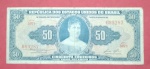 Cedula ;Brasil - 50 cruzeiros azul !! MBC !!  serie 507A !! , catalogo marca MBC = 90,00 Reais