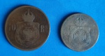 2 moedas/Brasil 40 réis ano 1879 + 20 réis ano 1869 --tempo do Imperio !!  material bronze