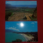 2 postais Hawaii , praia de Kamaole e Monte em Honolulu !!! Coloridos - década de 1980 !!!