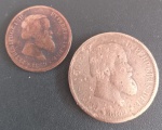 2 moedas Brasil !! valor de 10 e 20 Reis !!! material Bronze  !! tempo do Imperio !!!