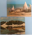 2 Postais / Brasil - Salvador / Bahia - lagoa do Abaeté !! e Jangadas na praia de Olinda / pernambuco  !!  decada de 1970 !!