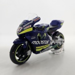 Miniatura moto Honda RC211V, cor azul, modelo pilotado Sete Gibernau, mede aproximadamente 11x6 (sem caixa).