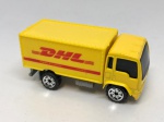 Miniatura caminhão Matchbox MBX metal amarelo, DHL Toy Die-Cast Truck. Mede aproximadamente 7x3 cm. (sem caixa)