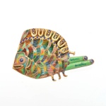 Lucien Joaillier. Aldemir Martins. Elegante double clips em ouro 18K-750 mls contrastado e esmalte n