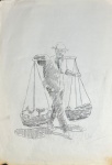 RAIMUNDO CELA - Raimundo Brandão Cela (Sobral, 19 de julho de 1890 Niterói, 6 de novembro de 1954) - "Vendedor de Frutas" desenho, A.C.I.D. Med 46x34 cm Obs: Ausência de moldura, apresenta marcas do tempo. Sem expertise não garantimos autenticidade.