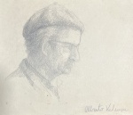 ALBERTO VALENÇA, Alberto de Aguiar Pires Valença (Alagoinhas BA 1890 - Salvador BA 1983) - "Ancião" raro desenho a grafite, dupla face, A.C.I.D. Med 16x18 cm. Obs: Ausência de moldura.