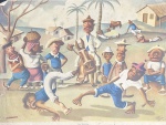GEVARA, Andrés Guevara (Villeta, 1904  Buenos Aires, 1963) - (Mário de la Parra) "Capoeira" serigrafia, A.C.I.D, déc de 50. Med 23x30 cm. Obs: apresenta marcas do tempo. Guevara, foi um chargista ilustrador, pintor e artista gráfico paraguaio. Viveu e trabalhou em três países da América do Sul: Paraguai, Brasil e Argentina.