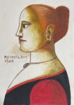 REYNALDO FONSECA, Reynaldo de Aquino Fonseca (1925) - "Figura Feminina" técnica mista, A.C.E, datado de 1984. Med 36x26 cm. Obs: Ausência de moldura. Sem expertise não garantimos autenticidade.
