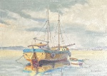 E.CARLSON, Eduardo Carlson (1924) - "Marinha Com Barcos" O.S.E, A.C.I.D. Med 17x23 cm. Obs: ausência de moldura.