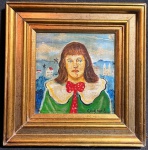 GUINARD, Alberto da Veiga Guignard (Nova Friburgo, 25 de fevereiro de 1896 Belo Horizonte, 25 de junho de 1962) - "Retrato de Menina" O.S.M, A.C.I.D, déc de 50. Med 26x26 cm (Com moldura). Obs: Sem expertise não garantimos autenticidade.