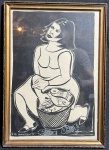 DI CAVALCANTI, Emiliano (1897, Rio de Janeiro, RJ - 1976) - "Vendedora de Peixe" técnica mista, A.C.I.E. Med 33x23 cm. (Com moldura). Obs: sem expertise não garantimos autenticidade.