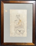 DI CAVALCANTI, Emiliano (1897, Rio de Janeiro, RJ - 1976) - "Mulata" desenho a grafite, A.C.I.E. déc de 1960. Med 35x26 cm. (Com moldura). Obs: apresenta marcas do tempo. Sem expertise não garantimos autenticidade, apresenta marcas do tempo..