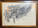 ROBERTO MORICONI (Fossato di Vico, 30 de agosto de 1932 Rio de Janeiro, 4 de abril de 1993) - "Cena de Animal" desenho a carvão, A.C.I.D, déc de 50. Med 34x46 cm. (Com moldura).