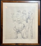 PORTINARI, Candido Portinari OMC (Brodowski, 29 de dezembro de 1903 Rio de Janeiro, 6 de fevereiro de 1962) - "Músicos" litografia, assinada. Med 40x45 cm. (Com moldura).
