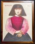 REYNALDO FONSECA, Reynaldo de Aquino Fonseca (1925) - "Figura Feminina" técnica mista, A.C.S.E, datado de 2003. Med 47x36 cm. (Com moldura). Obs: Sem expertise não garantimos autenticidade.