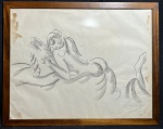 CARLOS LEÃO, Carlos Azevedo Leão (Rio de Janeiro, 1906 - Rio de Janeiro, 1983) - "Nu Feminino" desenho a nanquim, A.C.I.D. Med 37x46 cm. (Com moldura). Obs: apresenta marcas do tempo.