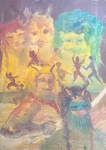 A.CARNEIRO - "O Espetáculo Vai Começar" O.S.T, A.C.I.D, datado de 1984. Med 72x50 cm.Obs: ausencia de moldura, apresenta discretas marcas do tempo.