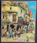 SEM ASSINATURA (Escola Portuguesa) - "Cena de Época" Belíssima e antiga tapeçaria portuguesa, bordada, representando Cena de Época. Emoldurada. Med:68x57 cm (Com moldura).