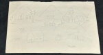 TARSILA DO AMARAL (Capivari, 1 de setembro de 1886 São Paulo, 17 de janeiro de 1973) - "Estudo Paisagem" - Desenho sobre Cartão, A.C.I.D. Med.: 23x16 cm