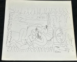 PABLO PICASSO, Pablo Ruiz Picasso (25 de outubro de 1881 - 8 de abril de 1973) - "Cena Erótica" - Nanquim sobre Cartão. A.C.I.D. Med.: 22x21 cm