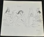 PABLO PICASSO, Pablo Ruiz Picasso (25 de outubro de 1881 - 8 de abril de 1973) - "Cena Erótica" - Nanquim sobre Cartão. A.C.I.D. Med.: 22x21 cm