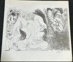 PABLO PICASSO, Pablo Ruiz Picasso (25 de outubro de 1881 - 8 de abril de 1973) - "Cena Erótica" - Nanquim sobre Cartão. A.C.I.D. Med.: 22x21 cm