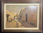 RENZO GORI (FLORENÇA, ITÁLIA 1901 - 1999, SÃO PAULO-SP) - "Cena Árabe" O.S.T, A.C.I.D, déc de 70. Med 70x90 cm (Com  moldura).