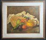 ANITA MALFATTI, Anita Catarina Malfatti (São Paulo, 2 de dezembro de 1889 São Paulo, 6 de novembro de 1964) - "Natureza Morta" O.S.T, A.C.I.D, déc de 40. Med 78x89 cm (Com moldura). Obs: Sem expertise não garantimos autenticidade.