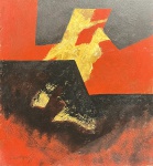 CANOGAR, Rafael Canogar (Toledo, 17 de mayo de 1935) - "Coposição" A.C.I.E, datado de . Med  cm. Rafael Canogar um dos principais representantes da arte abstrata na Espanha. Em fevereiro de 2024, inaugurou em sua cidade natal, Toledo, um espaço expositivo permanente que reúne trinta de suas obras no complexo Roca Tarpeya, sede da Real Fundação de Toledo, ocupando o edifício conhecido como "Tallerón" que foi o grande espaço de trabalho do escultor Victorio Macho , que ali viveu de 1953 a 1966. Sem expertise não garantimos autenticidade.