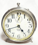 WESTCLOX (Big Ben) - Antigo e raro relógio despertado norte americano, a corda, Art Deco, anos 50, com caixa em metal cromado. Med 20x15 cm. Obs: No estado.