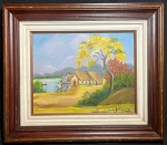 WANDA DE NIGRIS - "Paisagem" O.S.T, A.C.I.D, datado de 1994. Med 55x63 cm (Com moldura).