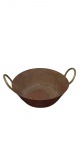 ANTIGUIDADE - Antigo tacho confeccionado em cobre, com as alças em bronze. Med:37x28,5x9,5cm.