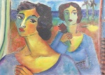 HUMBERTO DA COSTA (1941) - "Cena de Mulheres" O.S.T, A.C.I.D, datado de 1991. Med 3346 cm. Obs: ausência de moldura.
