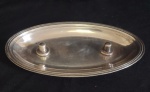 Antiga Travessa, confeccionada em metal prateado.  Med:24x13,5cm.