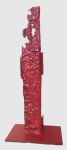 Magnífica Escultura em fer forgé, patinada na tonalidade do vermelho. Altura 64 cm.