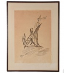 CAYMI -  "Figura". Desenho a giz de cera assinado  é datado. (1975) Med: tela 49 x 34,5cm. /  Moldura.64x49,5cm.