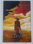 TIAGO MARTIAS  - Linda Tela,  sem moldura pintada a óleo assinatura "Thiago Matias" e o ano "2006" pintura representando "homem na seca" . Med:80x50cm.
