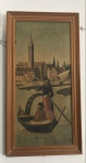 Belíssimo Quadro com pintura a óleo, representando cenas Venezas. Med: 38,5 x73cm.